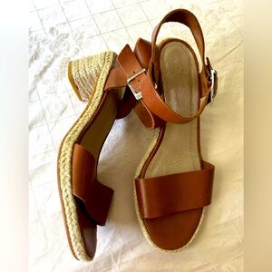 Alex+Alex brown leather strap sandals w/jute heels. Size 8.5 Little wear/flaw